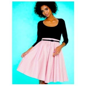 Allison dress black and pink with polka dots